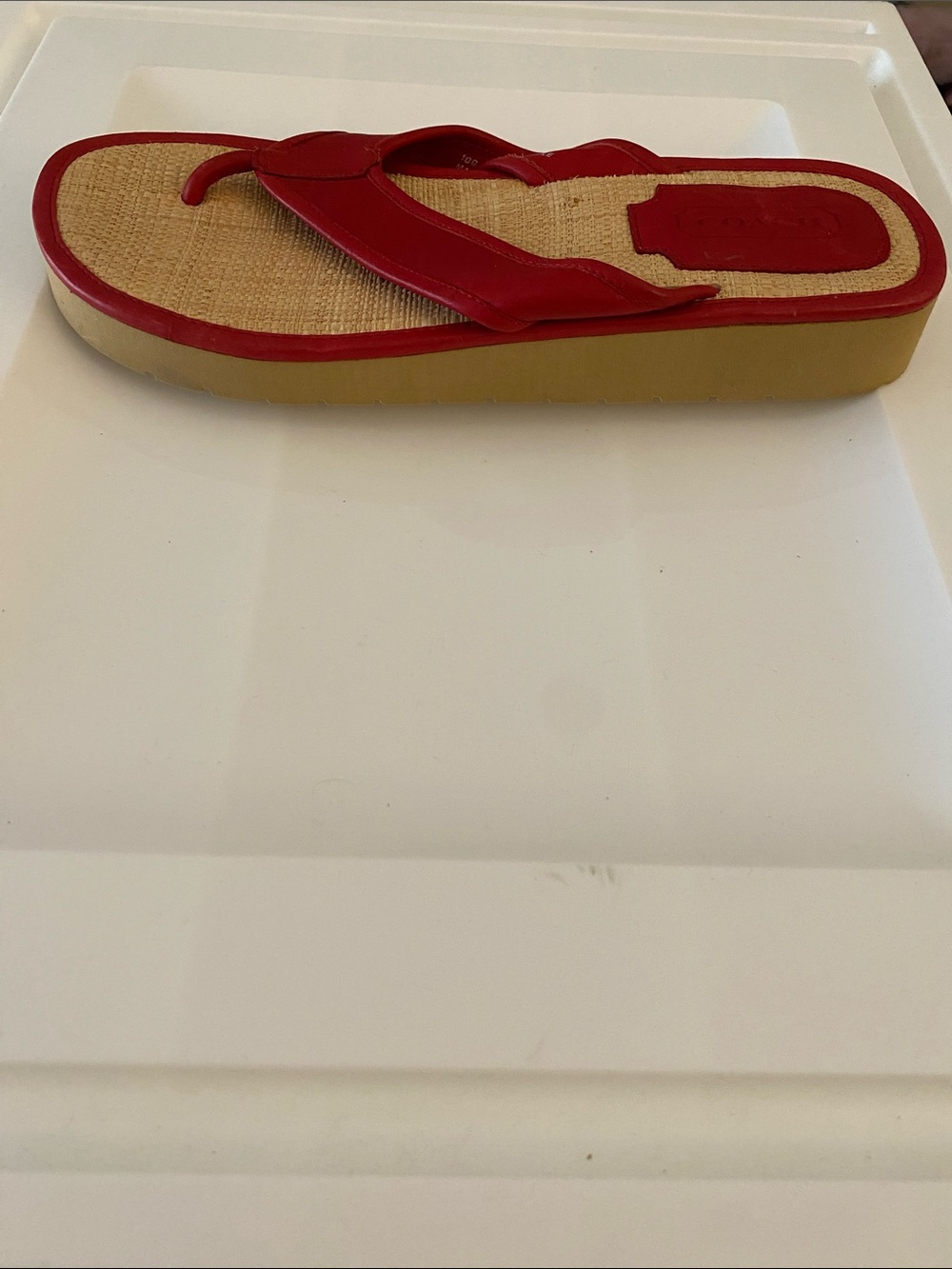 Coach Red Leather Thong Sandals for Women - Picture 4 of 9